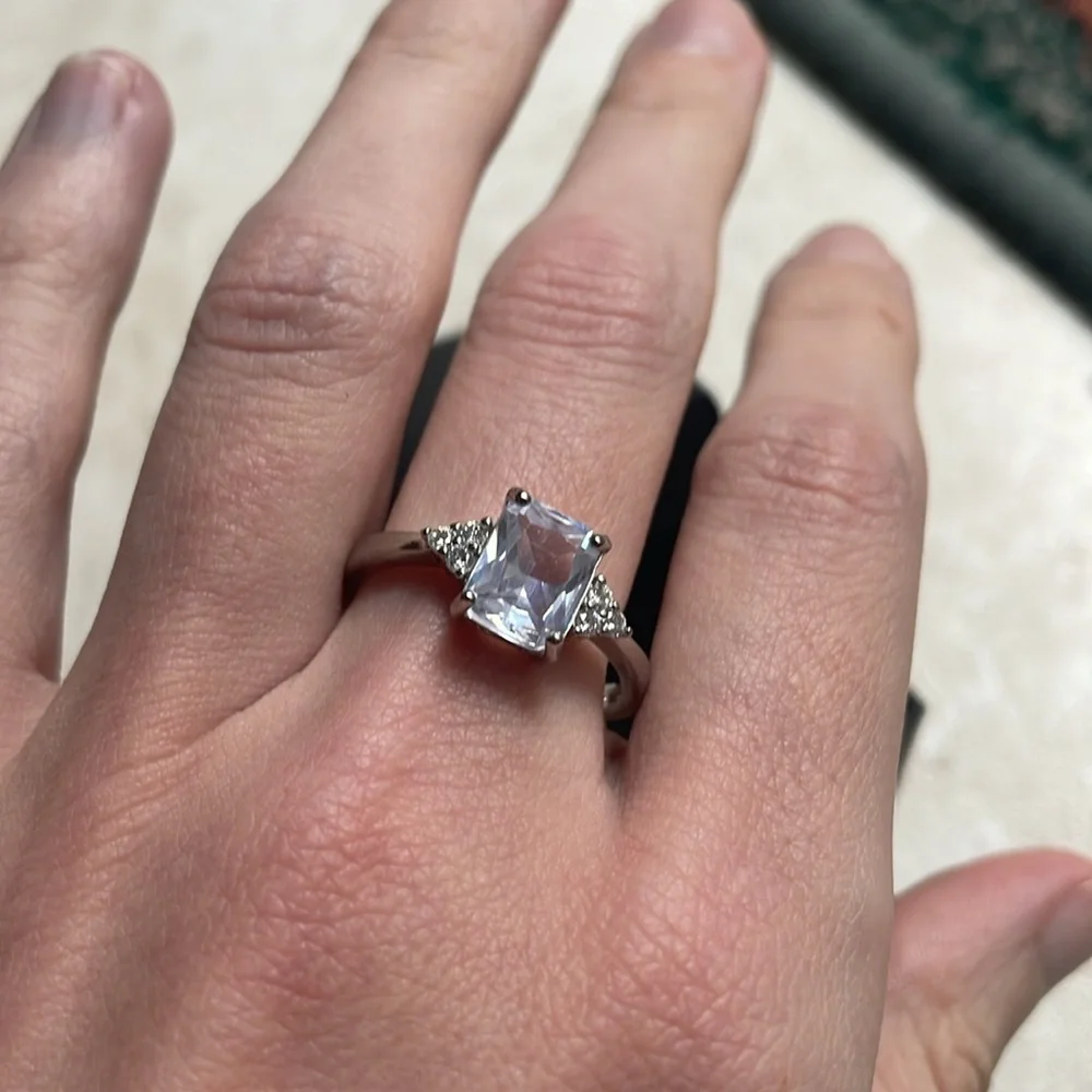 Sterling silver square cut topaz Elegant Silver Gemstone Ring
